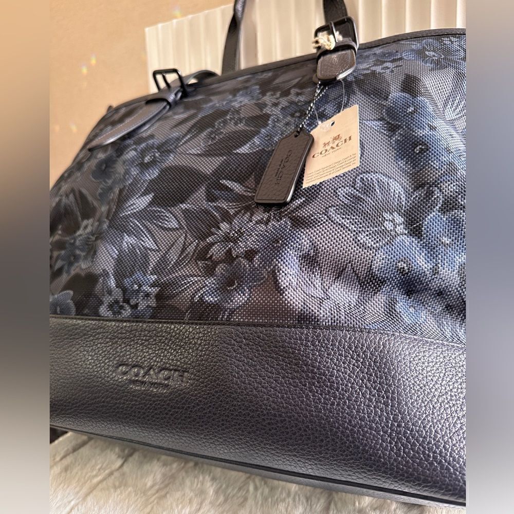 Coach Mercer Tote in Blue Floral Hawaiian Print Canvas & Leather - Picture 7 of 15